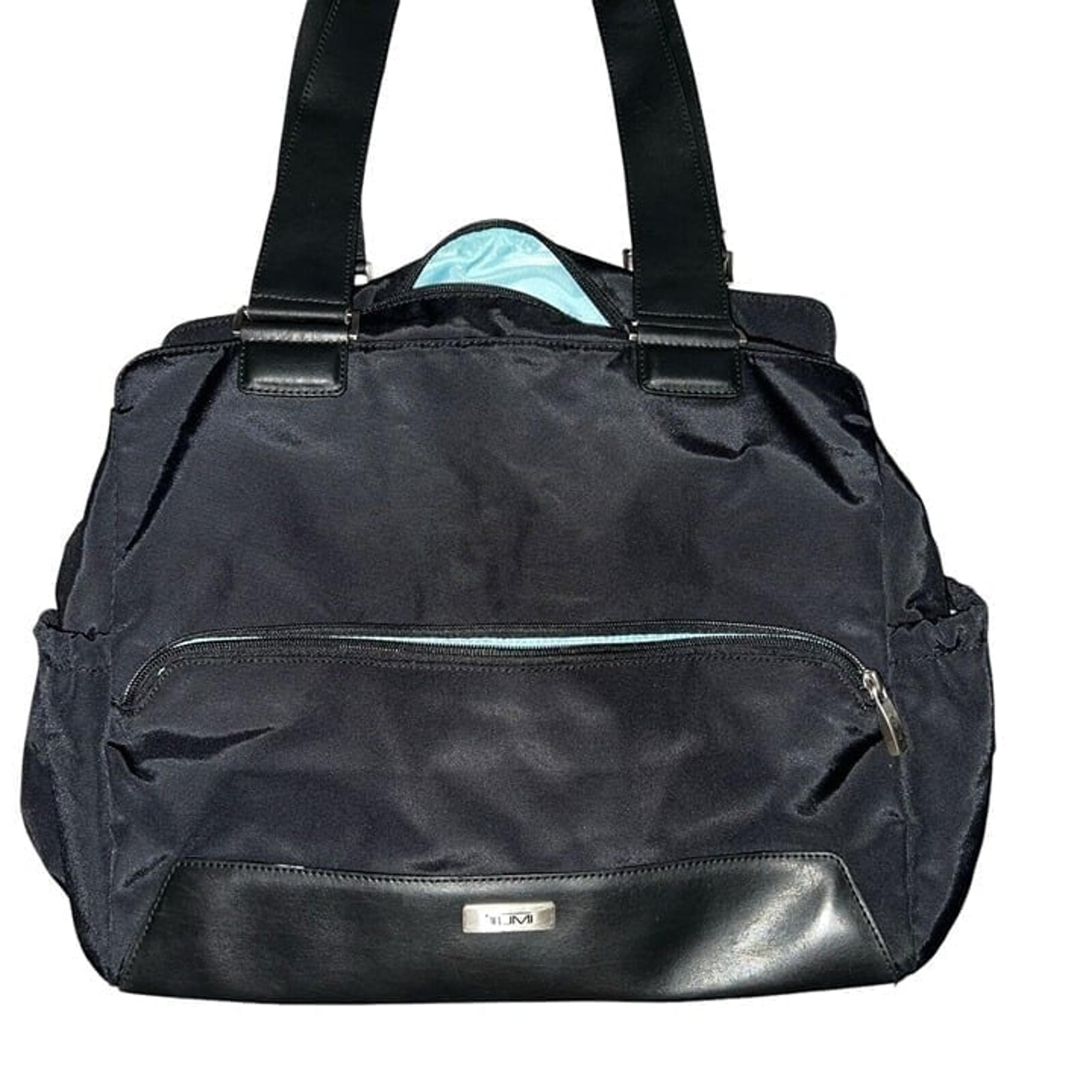 Tumi Black Shoulder Diaper Bag Nylon Pockets Large Full Zip Double Handles Women