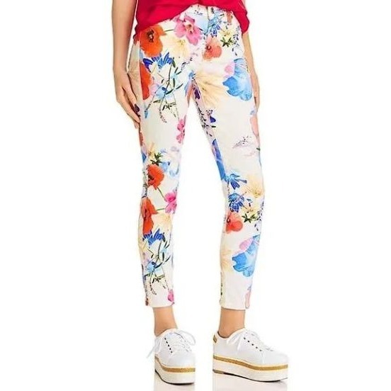 7 for All Mankind Seaside Poppy Ankle Jean Floral Size 24 NWOT 199 Fun Vibrant
