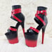 Size 7 Flamingo Red Black 2 tone 8 High Heel Closed Back Platform Pole Shoes