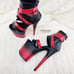 Size 7 Flamingo Red Black 2 tone 8 High Heel Closed Back Platform Pole Shoes