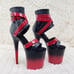 Size 7 Flamingo Red Black 2 tone 8 High Heel Closed Back Platform Pole Shoes
