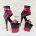 Size 7 Flamingo Red Black 2 tone 8 High Heel Closed Back Platform Pole Shoes