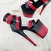 Size 7 Flamingo Red Black 2 tone 8 High Heel Closed Back Platform Pole Shoes