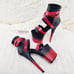 Size 7 Flamingo Red Black 2 tone 8 High Heel Closed Back Platform Pole Shoes
