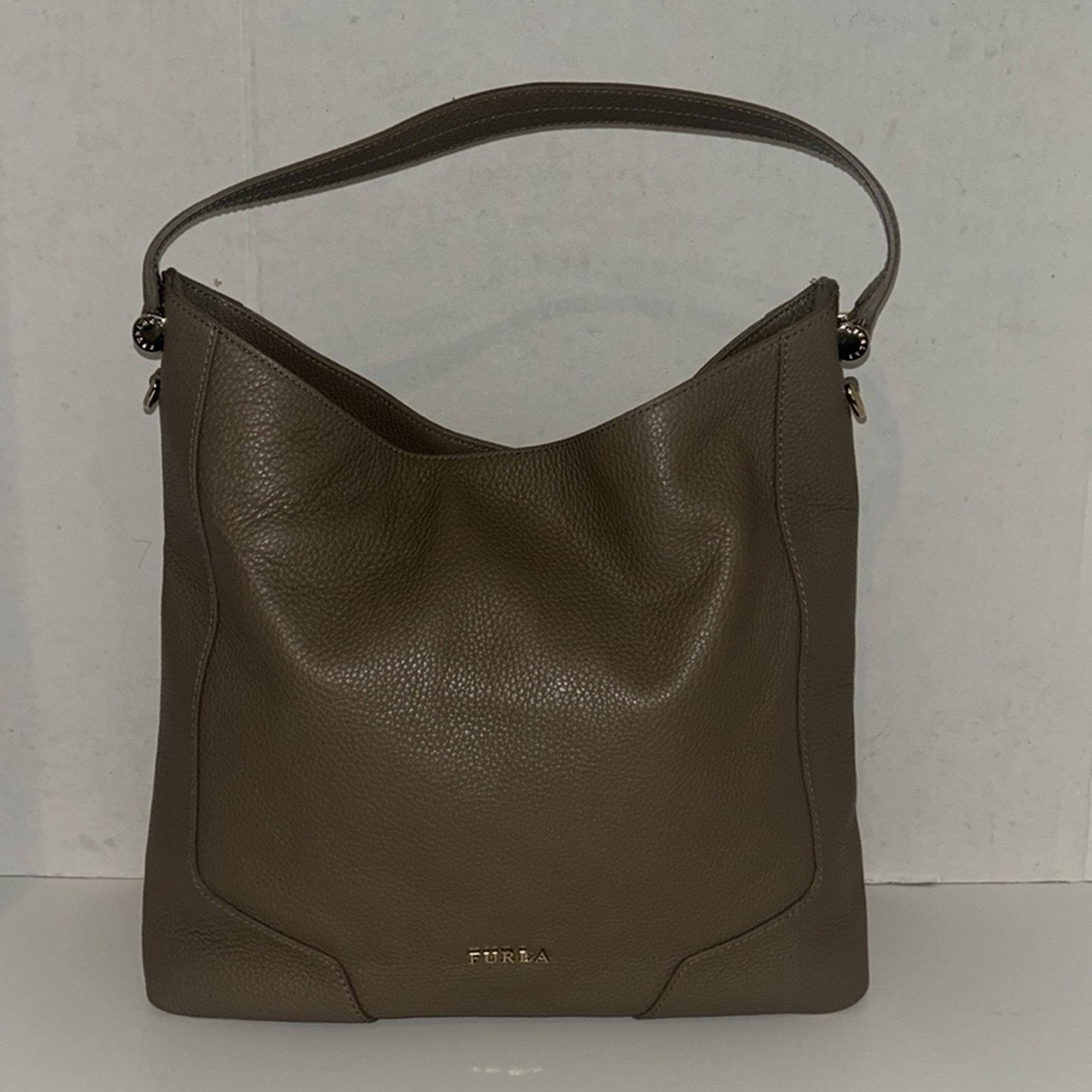FURLA Taupe leather hobo shoulder bag crossbody NEW