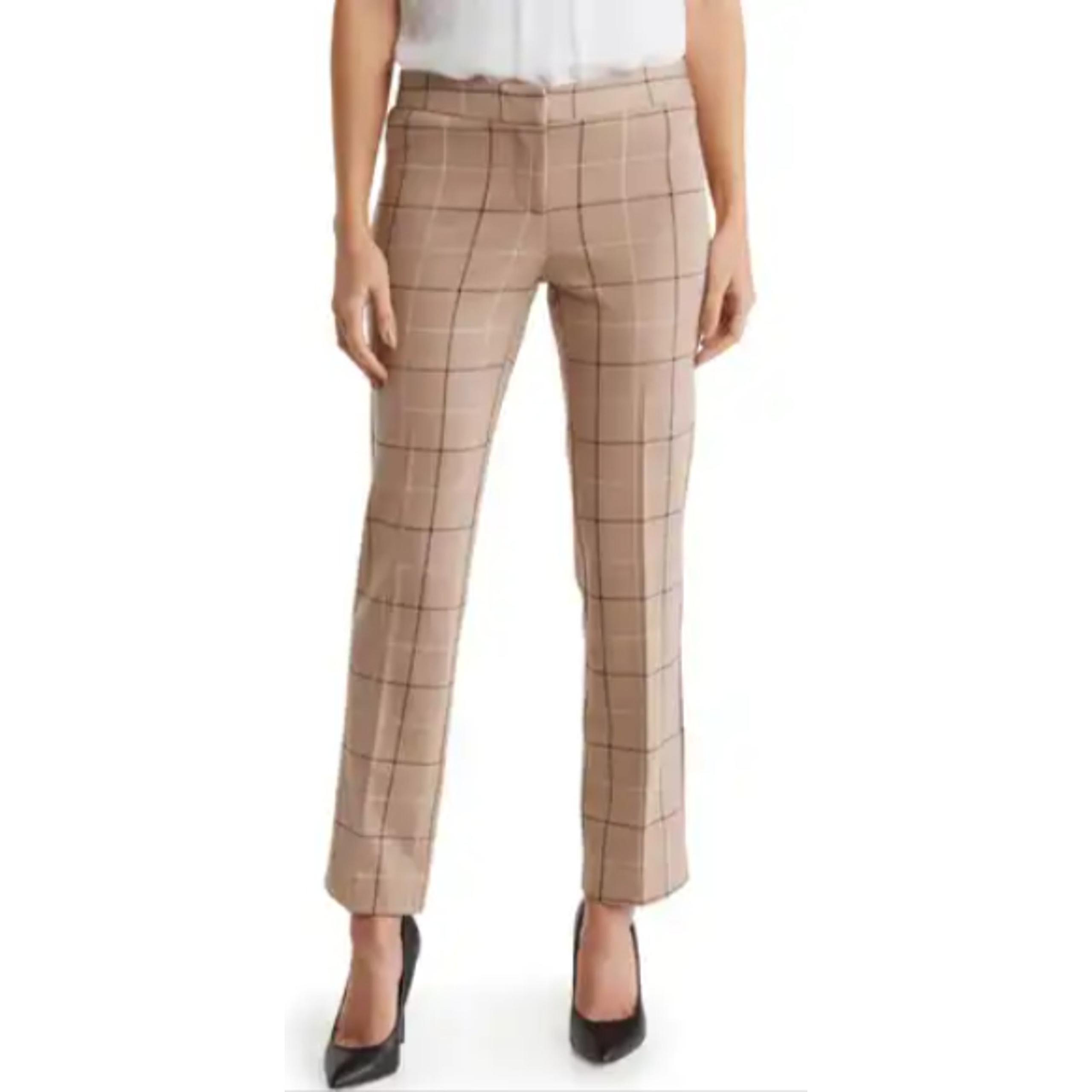 Amanda + Chelsea Brown Ponte Straight Leg Pants Size 8 Fits Small