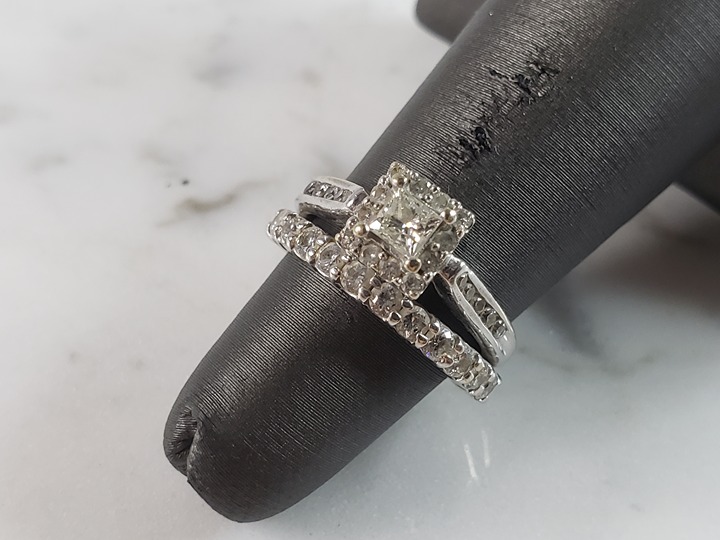 Womens Vintage Estate 14K White Gold Diamond Engagement Ring, 4.2g E6269