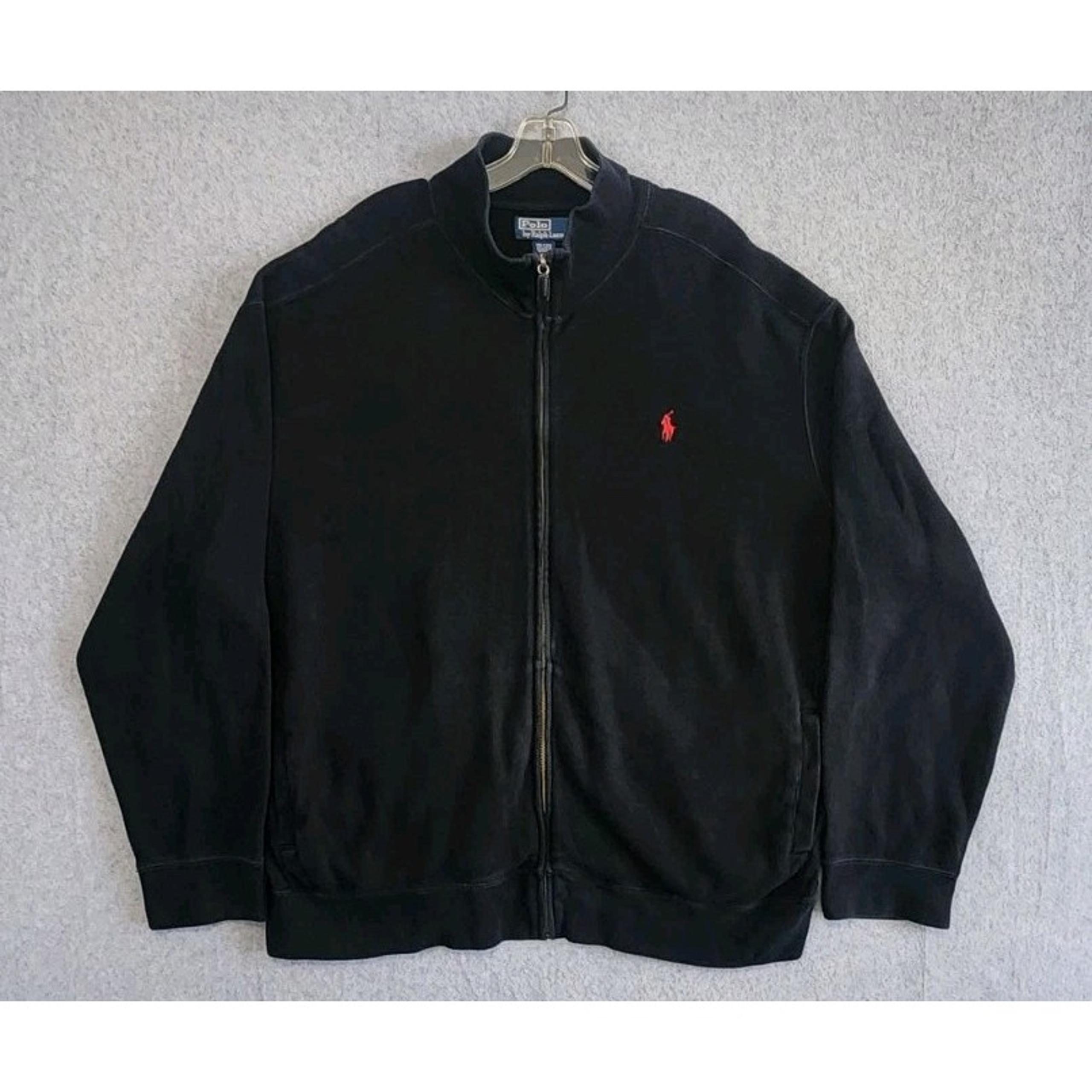 Polo Ralph Lauren Sweater Mens XXL Black Full Zip Turtleneck Red Pony