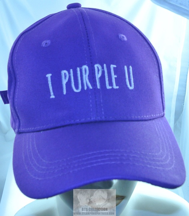 BTS HAT BASEBALL CAP PURPLE I PURPLE U WHITE STITCHED JUNGKOOK V JIMIN RM J-HOPE