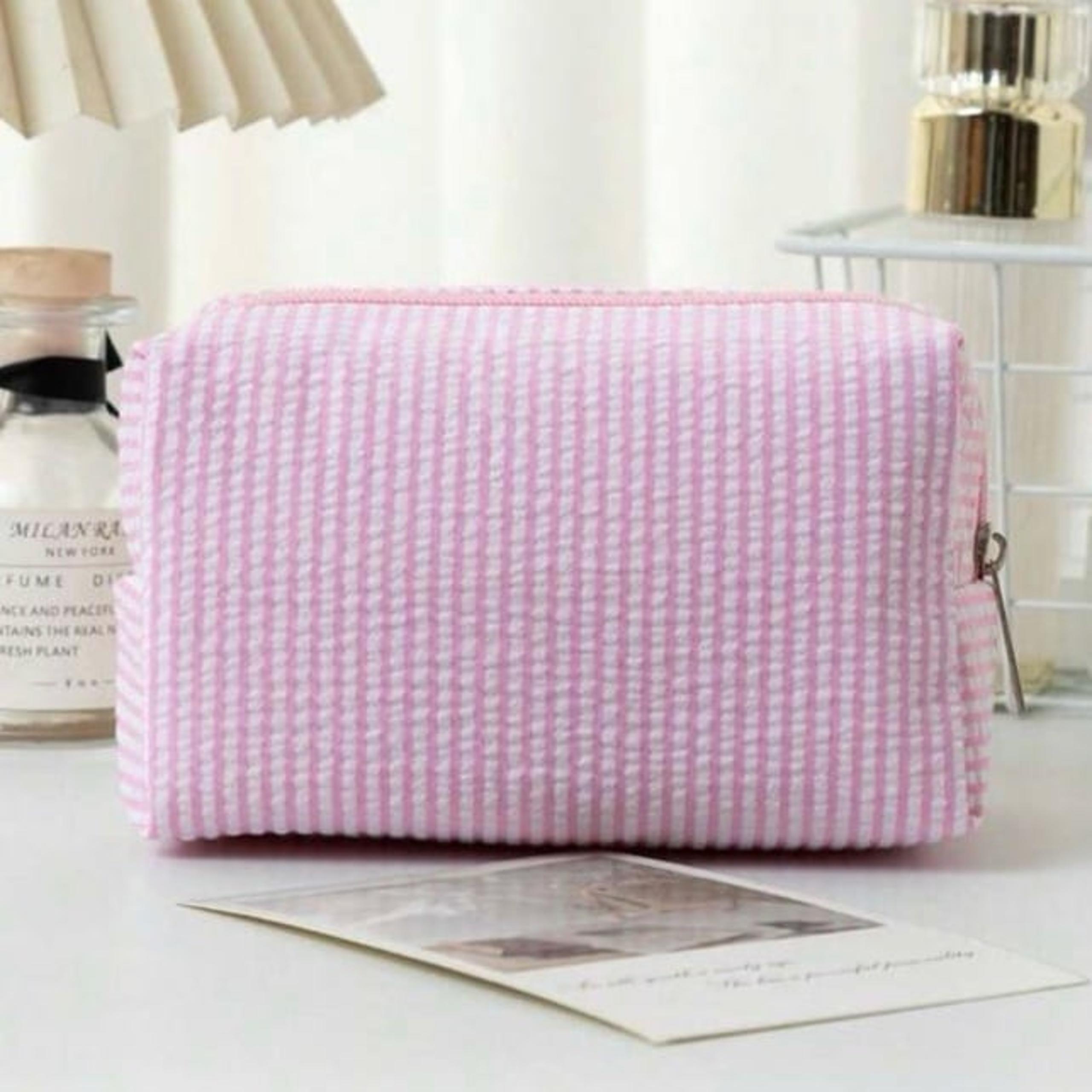 Striped Seersucker Toiletry MakeUp Bag
