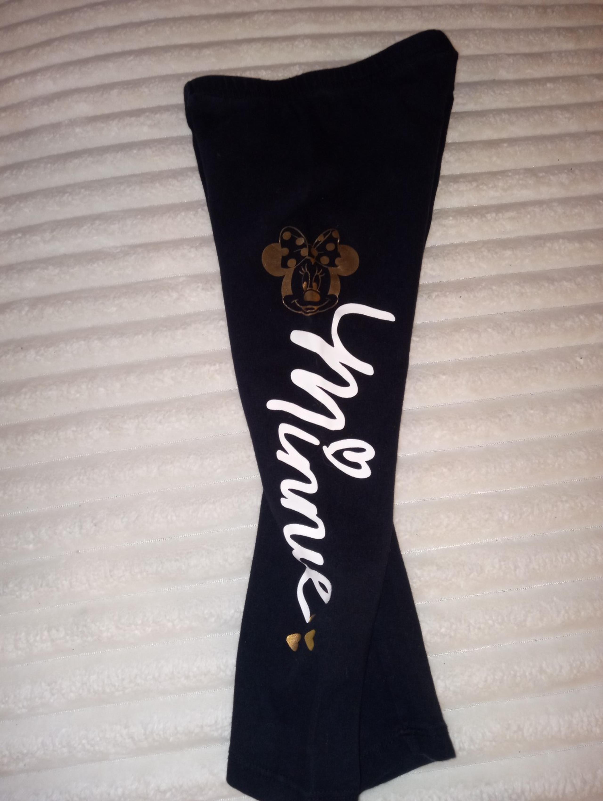 Disney Minnie Mouse Leggings Toddler Girls Size 4T Black White Gold
