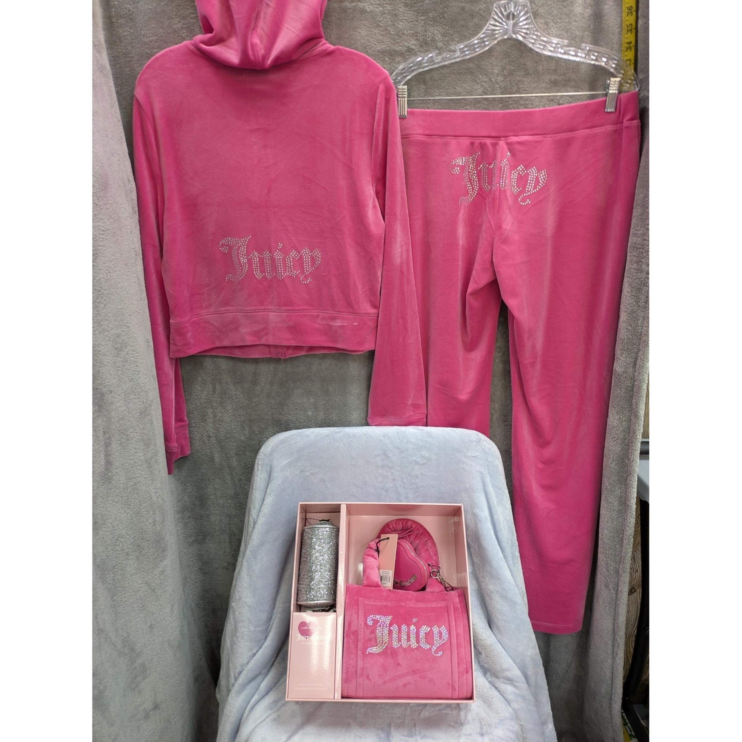 Velour Tracksuit Set Women Large Includes Purse Set Y2K Glam Bling - Juicy Couture