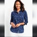TALBOTS TREASURE ISLAND PRINT LONG SLEEVE BUTTON DOWN SHIRT NAVY BLUE SIZE 2X