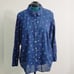 TALBOTS TREASURE ISLAND PRINT LONG SLEEVE BUTTON DOWN SHIRT NAVY BLUE SIZE 2X