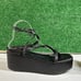 Matisse Platform Wedge Sandals Ankle Strap Snake Embossed Leather Black Womens 9