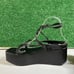 Matisse Platform Wedge Sandals Ankle Strap Snake Embossed Leather Black Womens 9