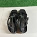 Matisse Platform Wedge Sandals Ankle Strap Snake Embossed Leather Black Womens 9