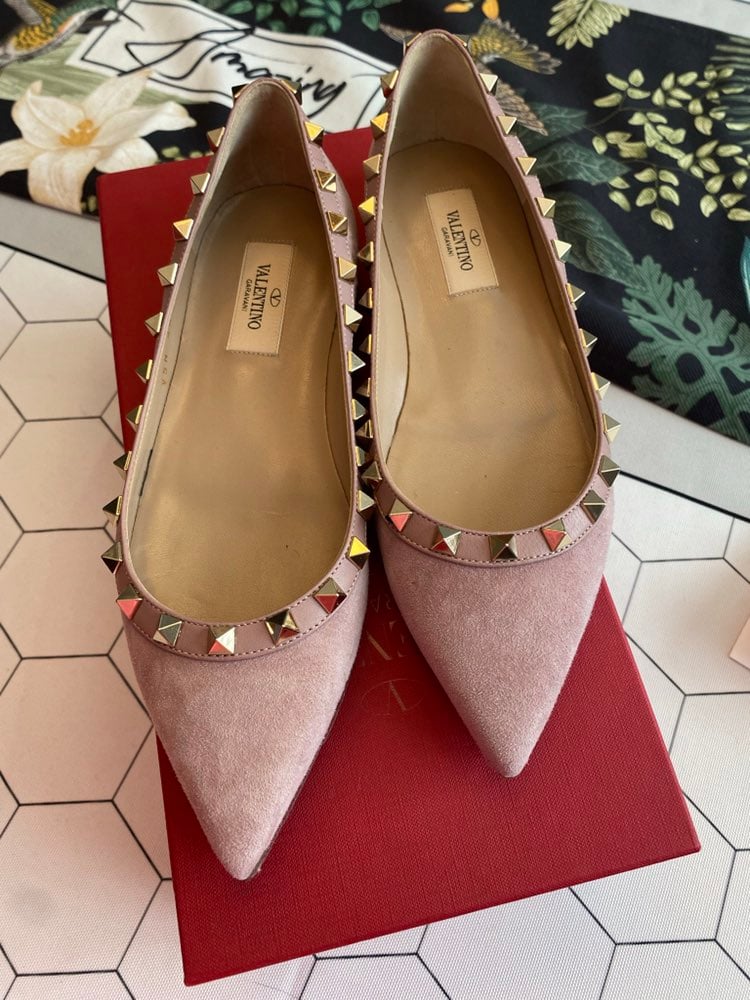 Valentino rockstud suede pink 35.5