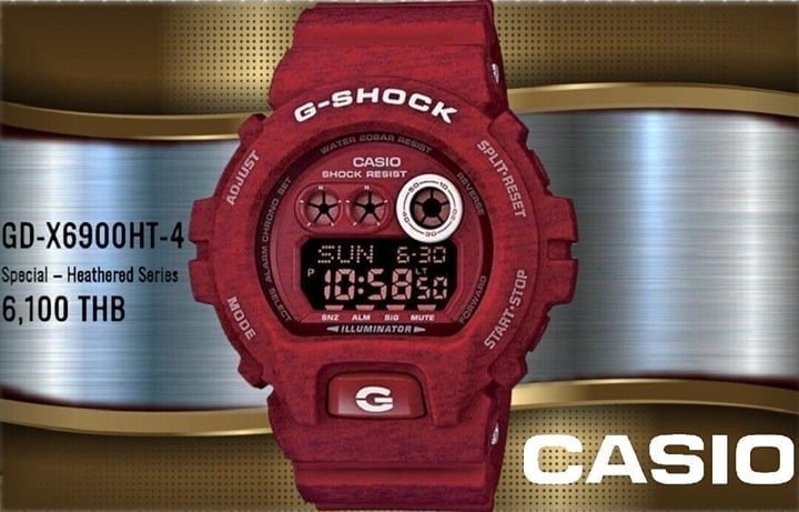 ⌚Rare Casio G-Shock Heathered Red Resin watch limited edition GD-X6900HT