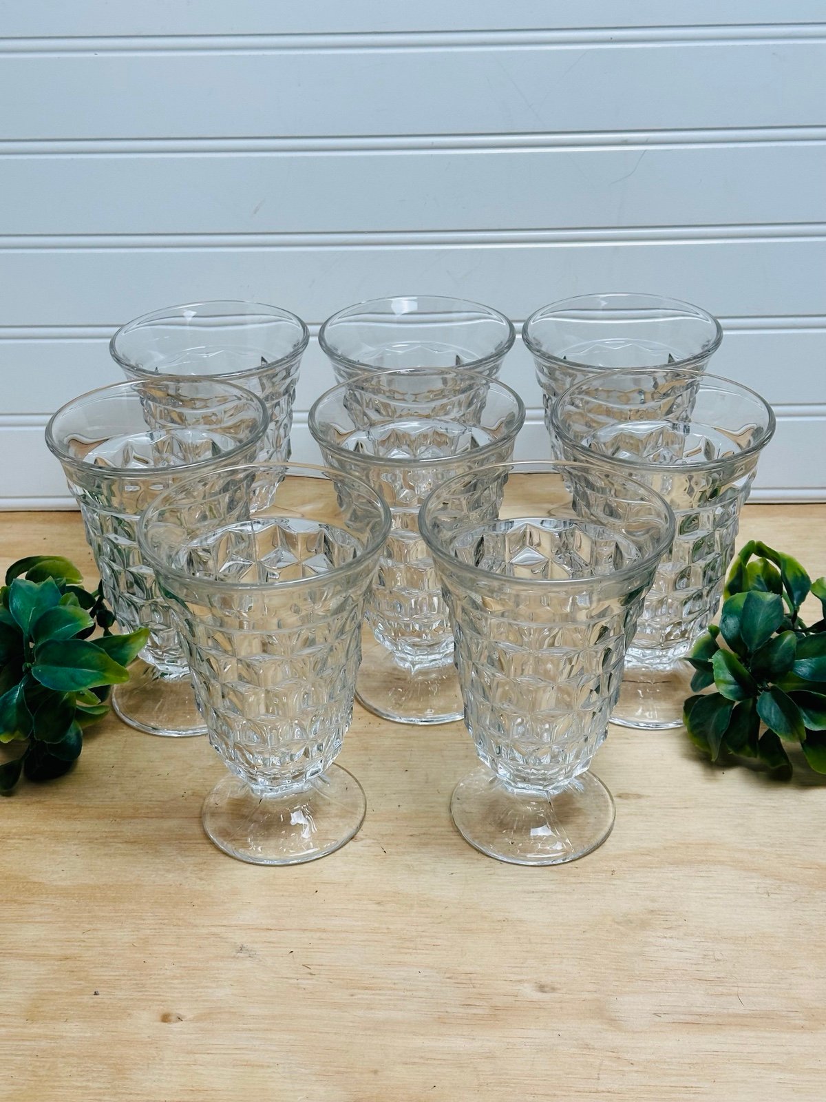 Fostoria Tea Water Clear Glasses Stem Goblets Tall Flared 5 3/4” Set of 8 Vtg