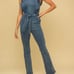 Ruffle Detail Denim Jumpsuit