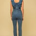 Ruffle Detail Denim Jumpsuit