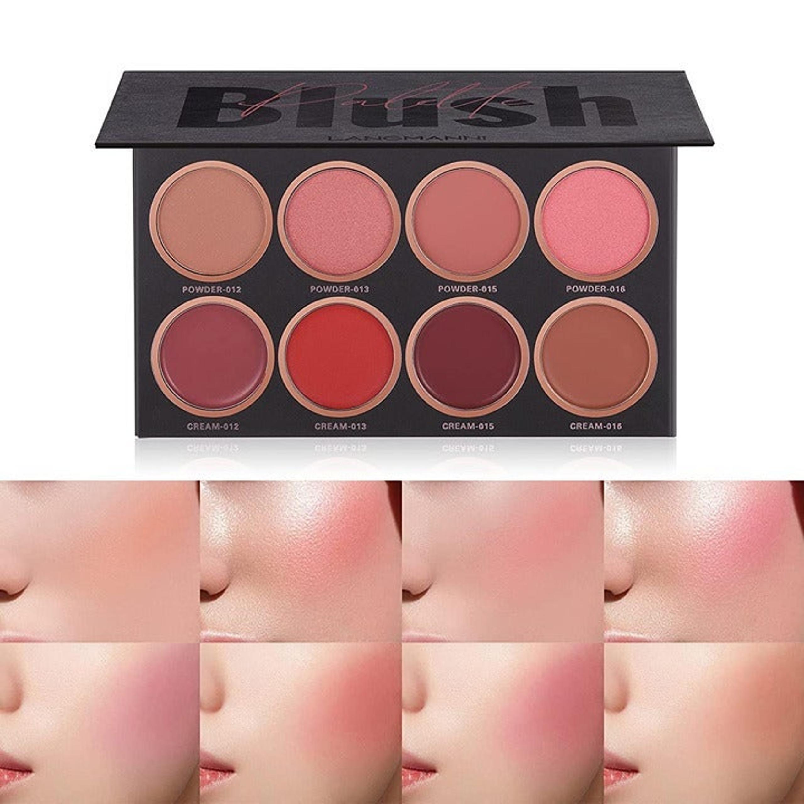 SUMEITANG 8 Colors Face Blush Palette, Matte Mineral Blush Powder Bright Shimmer