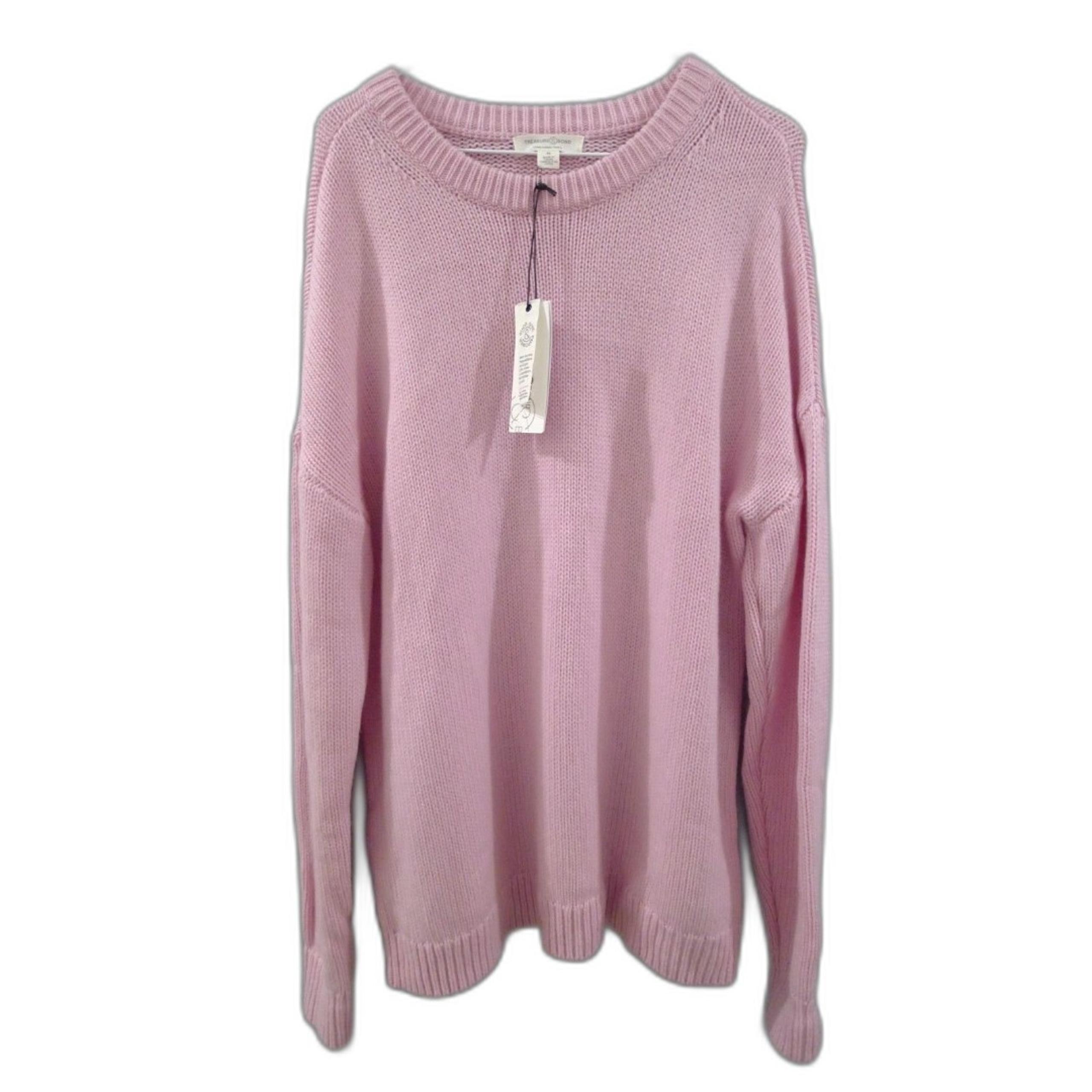 Treasure & Bond Something Navy Oversized Crew Neck Sweater - Pale Pink M
