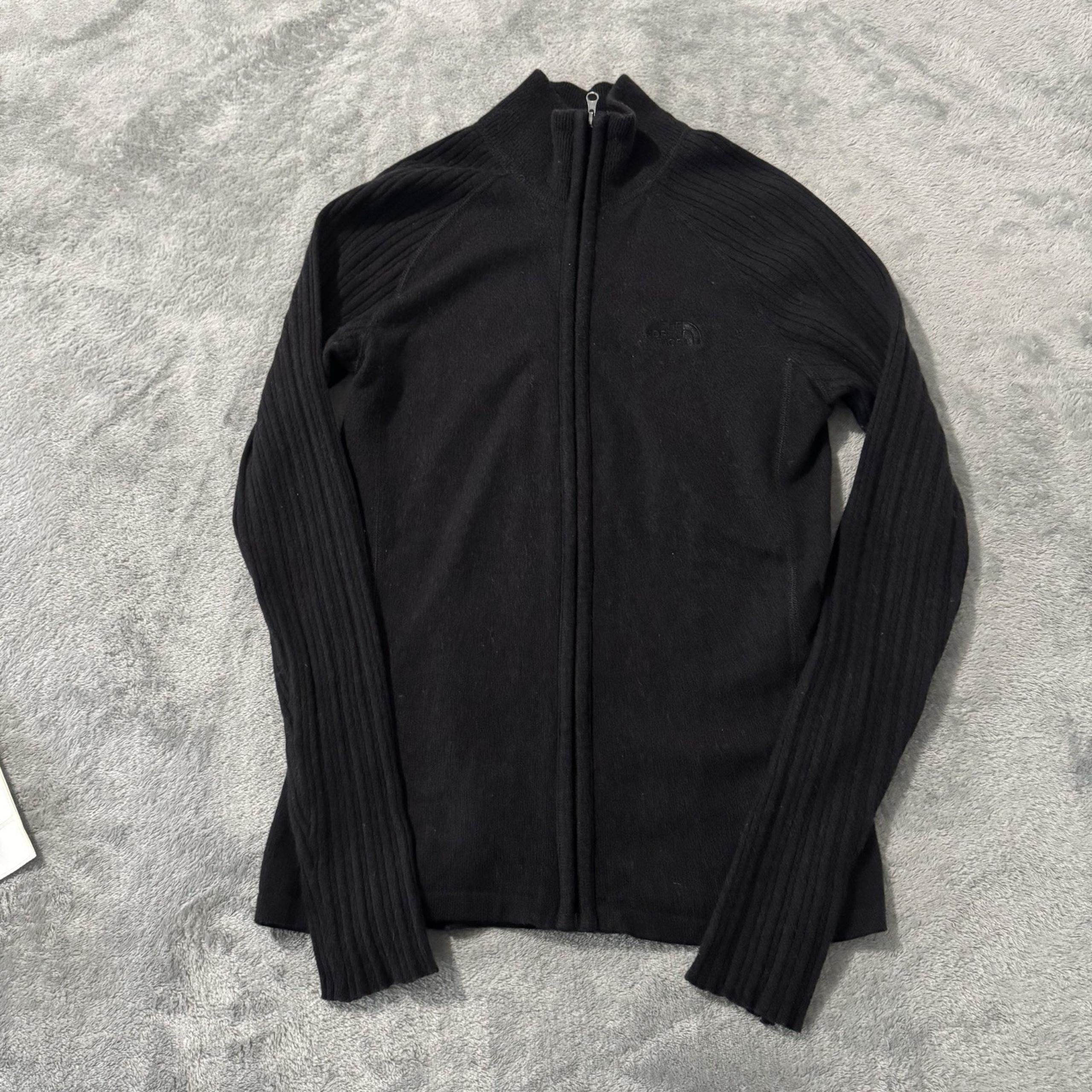 The North Face Womens XS Black Full Zip Wool Blend Sweater Jacket Ribbed