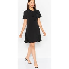 CeCe Ruffled Bow Short Sleeve Cocktail Mini Dress in Black Size 4