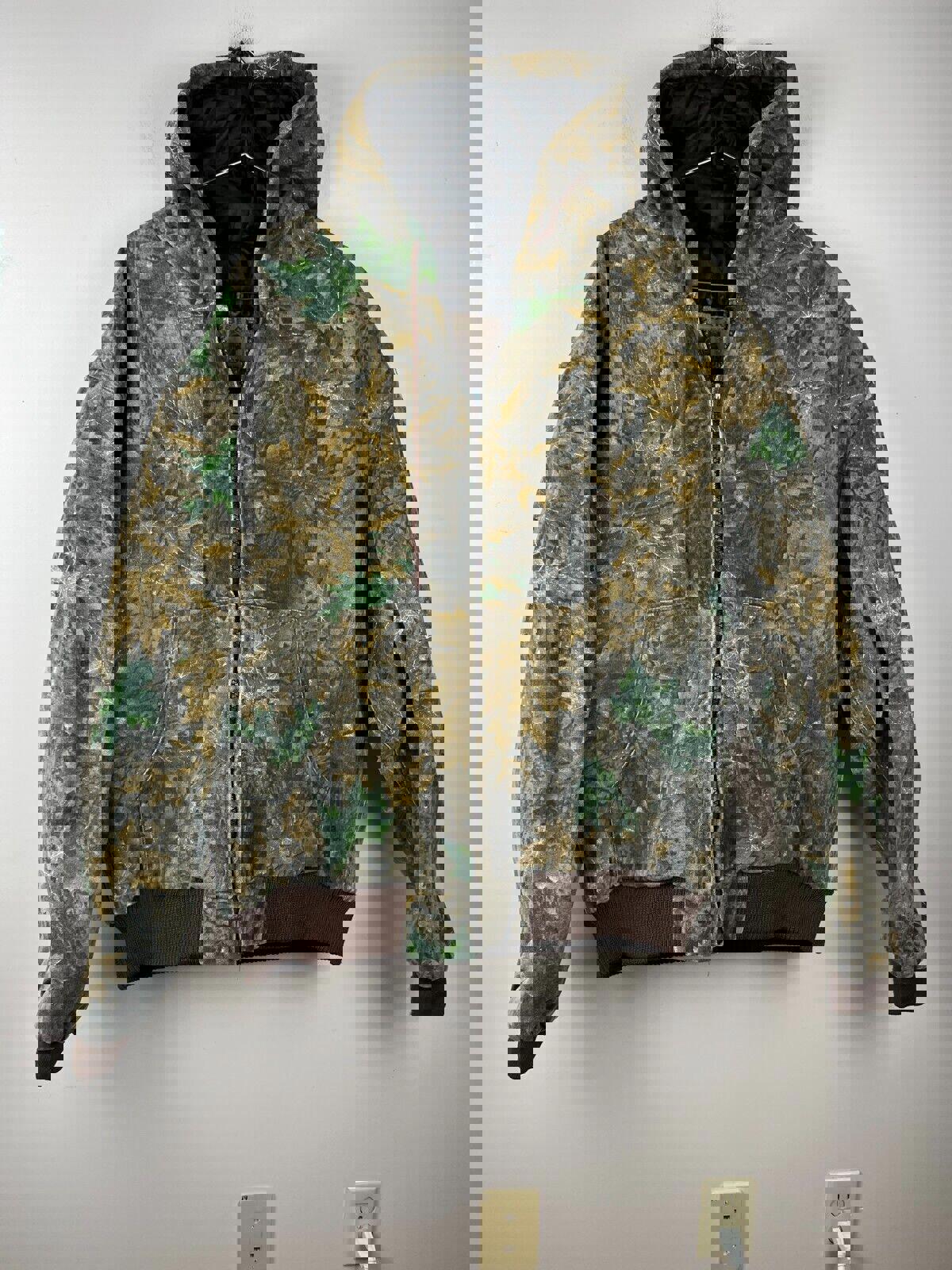 Vintage Camo Outdoor Bear River bomber work wear hooded jacket Size L