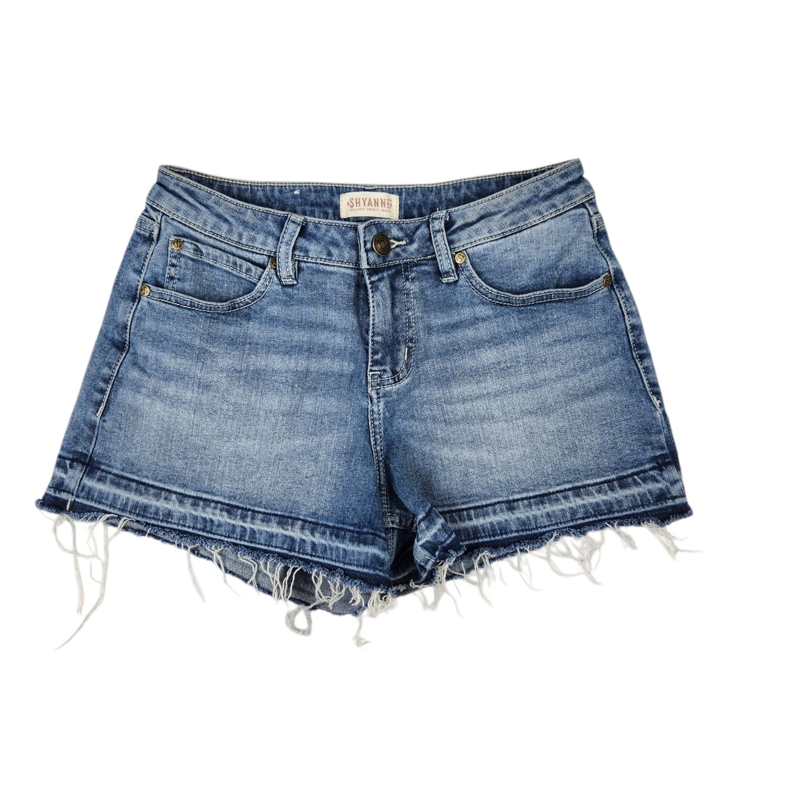 Shyanne Shorts Womens Size 28 Mid Rise Released Hem Blue Denim Bottoms