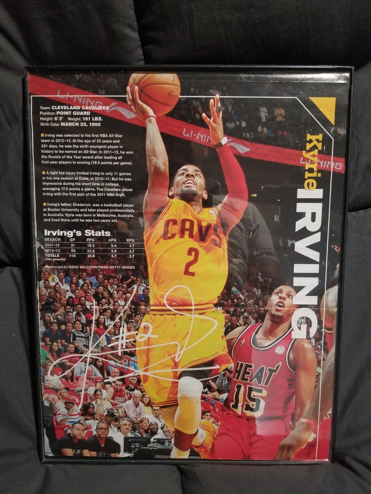 RARE AUTOGRAPHED ESPN MAG CENTER FOLD OF KYRIE IRVING