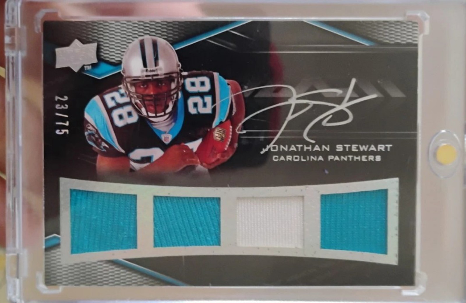Jonathan Stewart 2009 UD Black #1PQJS Quad Jersey Autographs Panthers 23/75