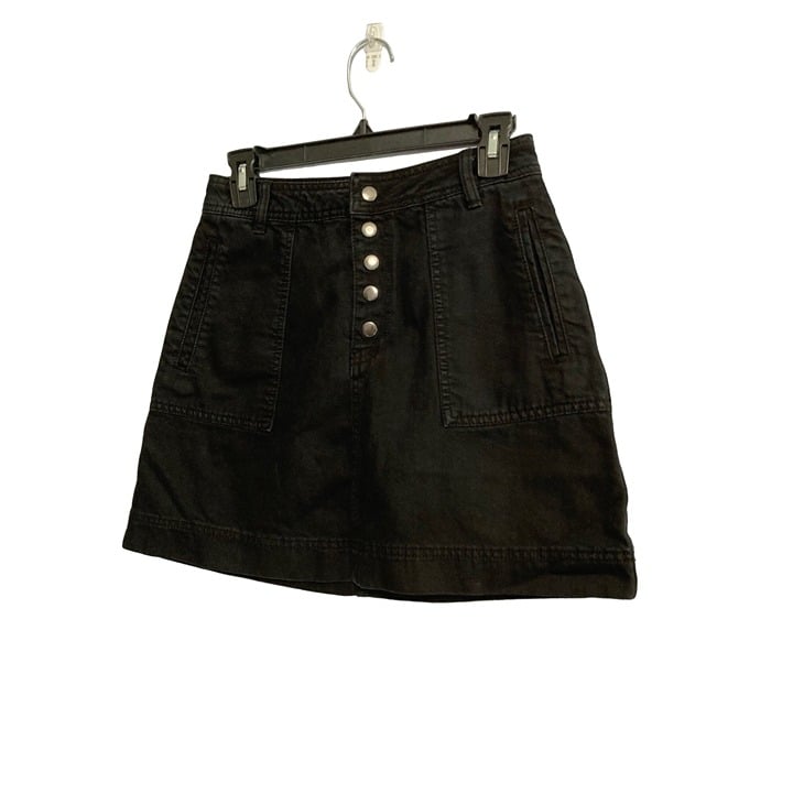 Free people black denim button skirt size 26