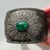 Gunmetal Silver Gray & Green Stone Chunky Bangle Cuff Bracelet