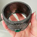 Gunmetal Silver Gray & Green Stone Chunky Bangle Cuff Bracelet