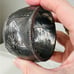 Gunmetal Silver Gray & Green Stone Chunky Bangle Cuff Bracelet