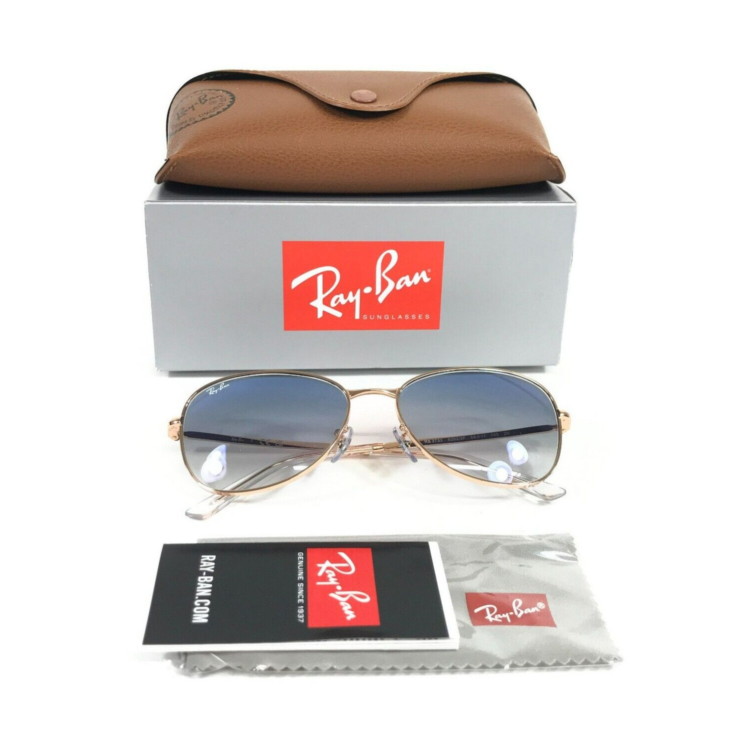 Ray-Ban Sunglasses RB3733 9202/3F Rose Gold Frame Blue Gradient Lenses 59-17-145