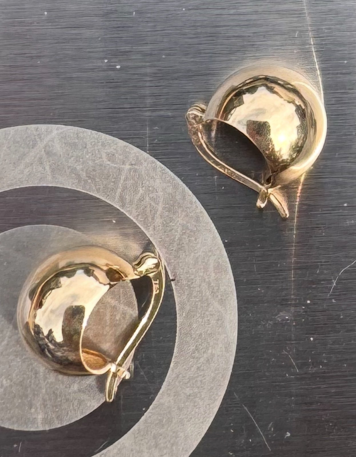 18K Real Gold Dome Earrings