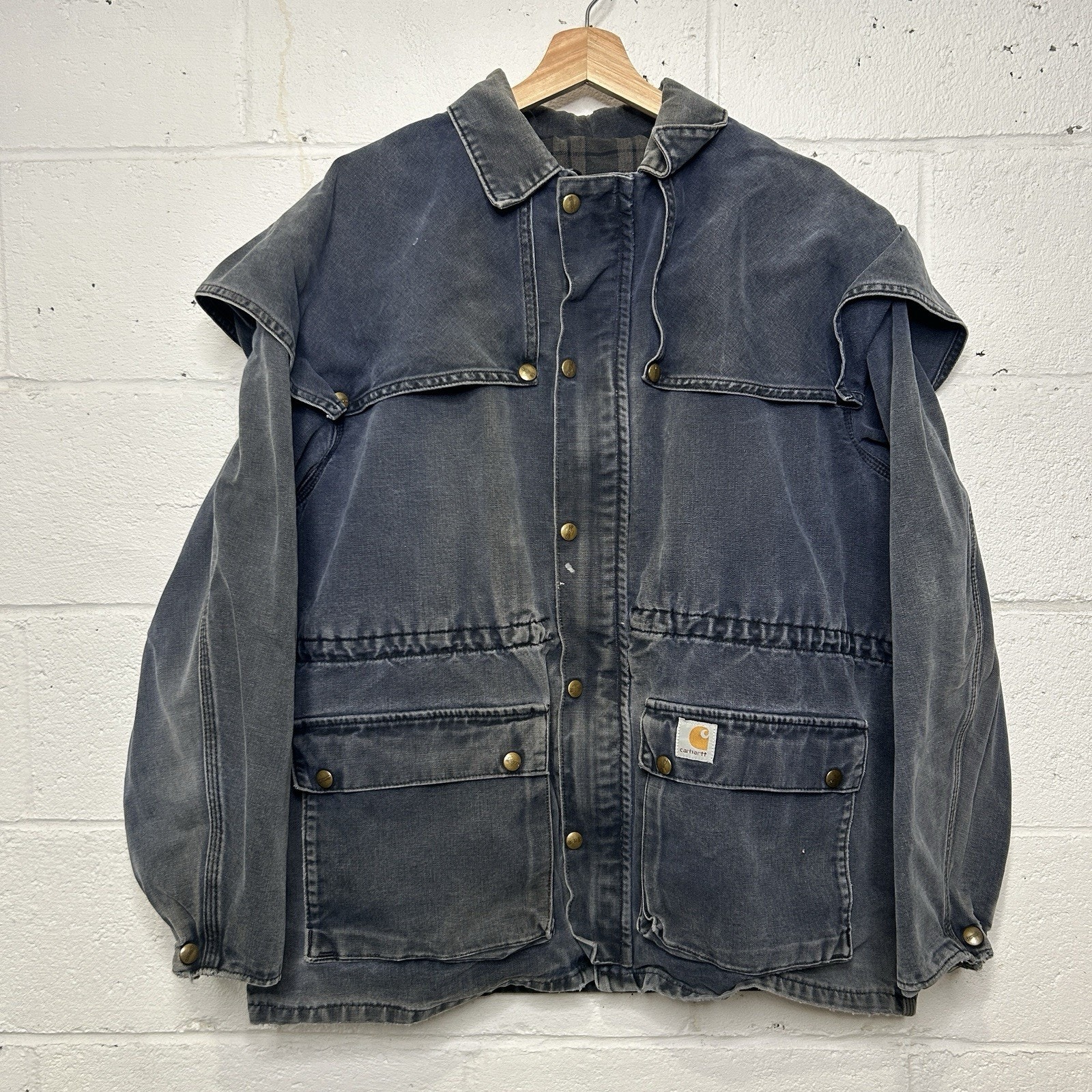 Vintage Carhartt Blanket-Lined Duster Chore Coat “Navy”