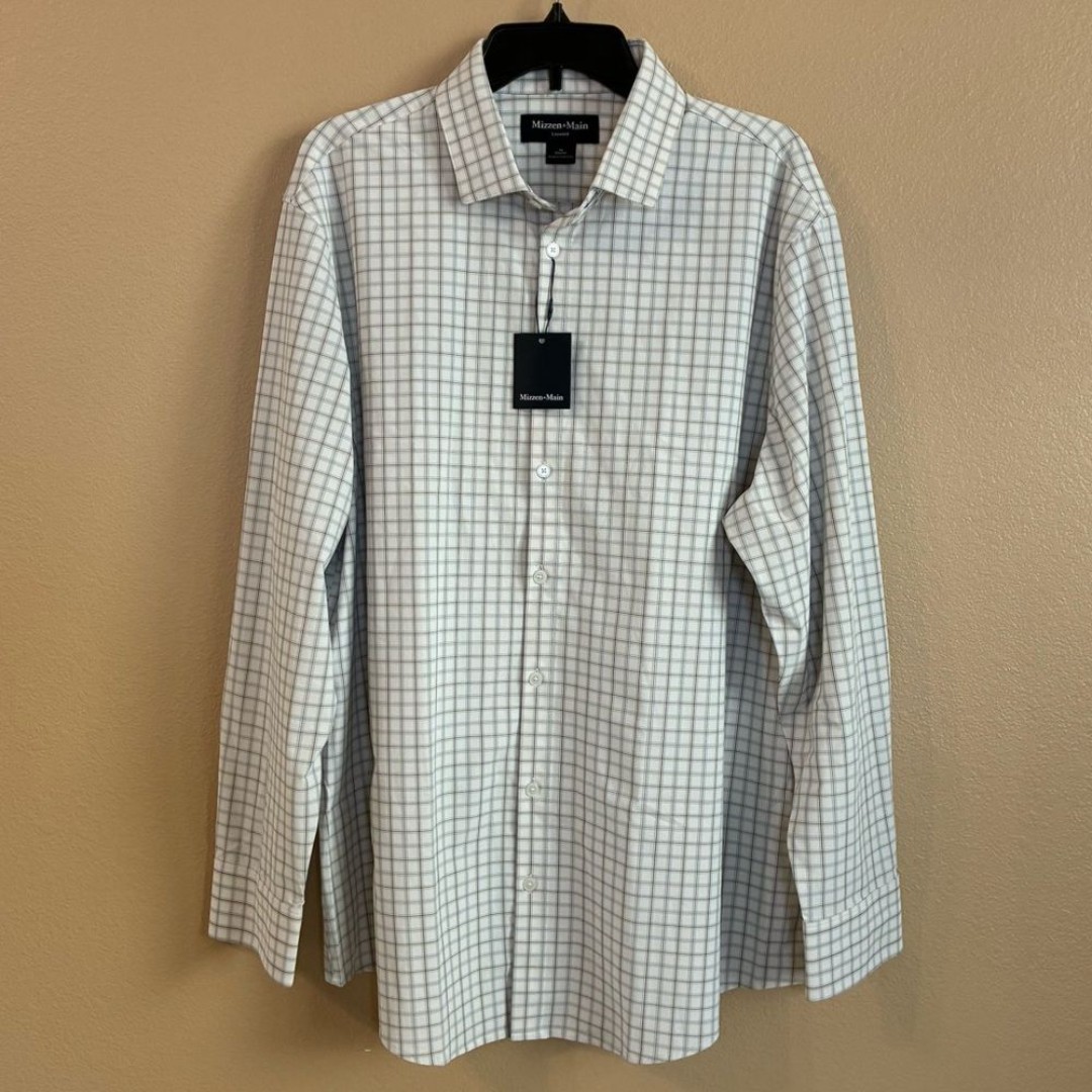 Mizzen and Main New Size XL Classic Leeward Long Sleeve Dress Shirt White Plaid