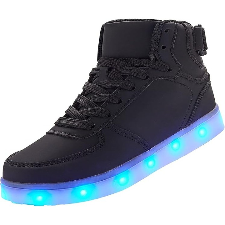 Toddler Boys LED Light-Up High-Top Sneakers Black Size 8 USB Chargeable