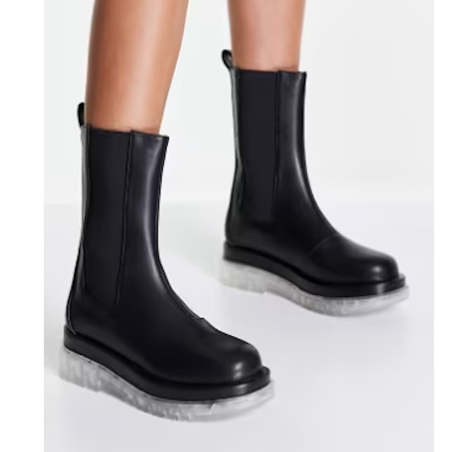 Bershka Platform Chunky Boots Men's Size 12 Pull On Mid-Calf Waterproof Shoes