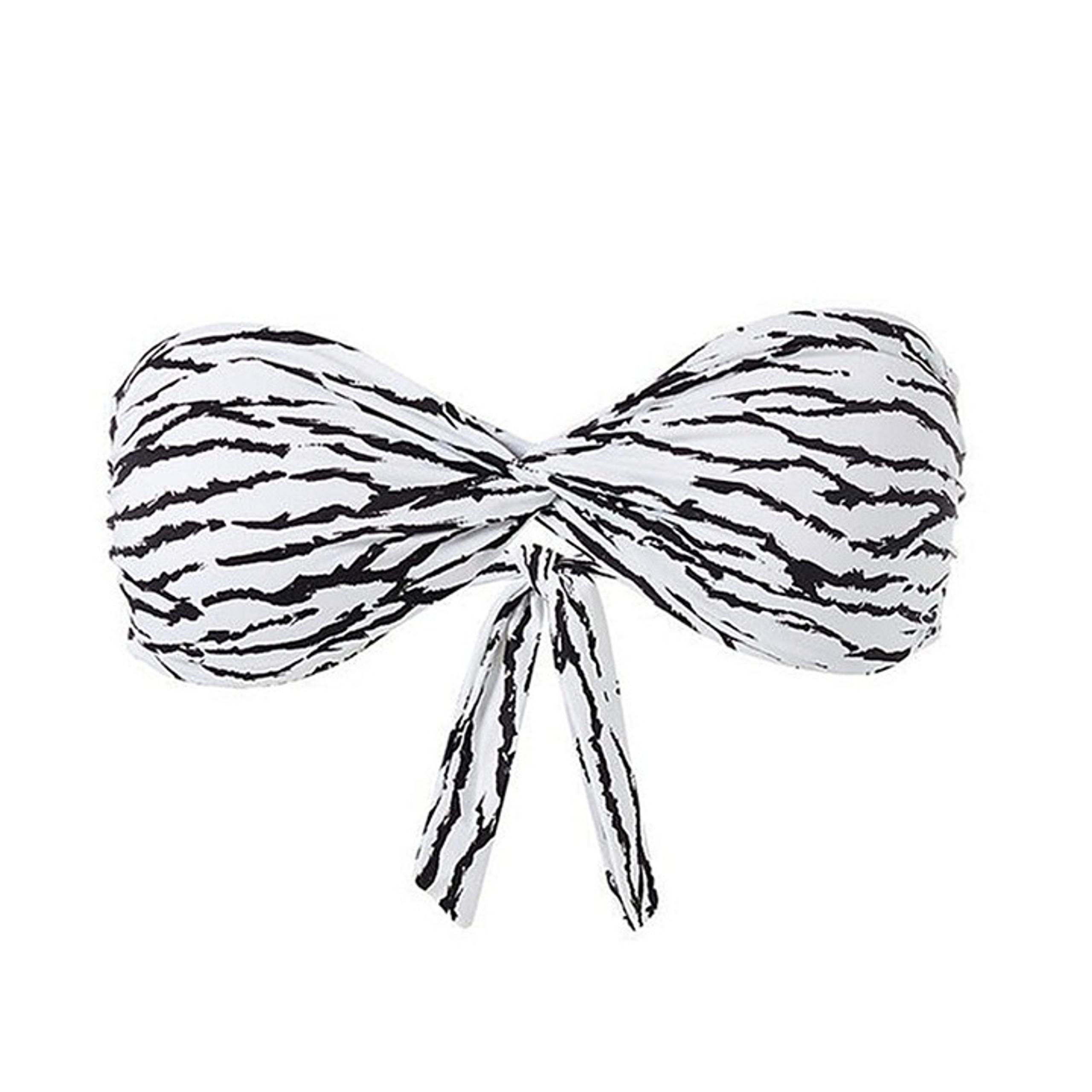 Melissa Odabash Lyon Black White Tiger Print Bandeau Bikini Top Size 10