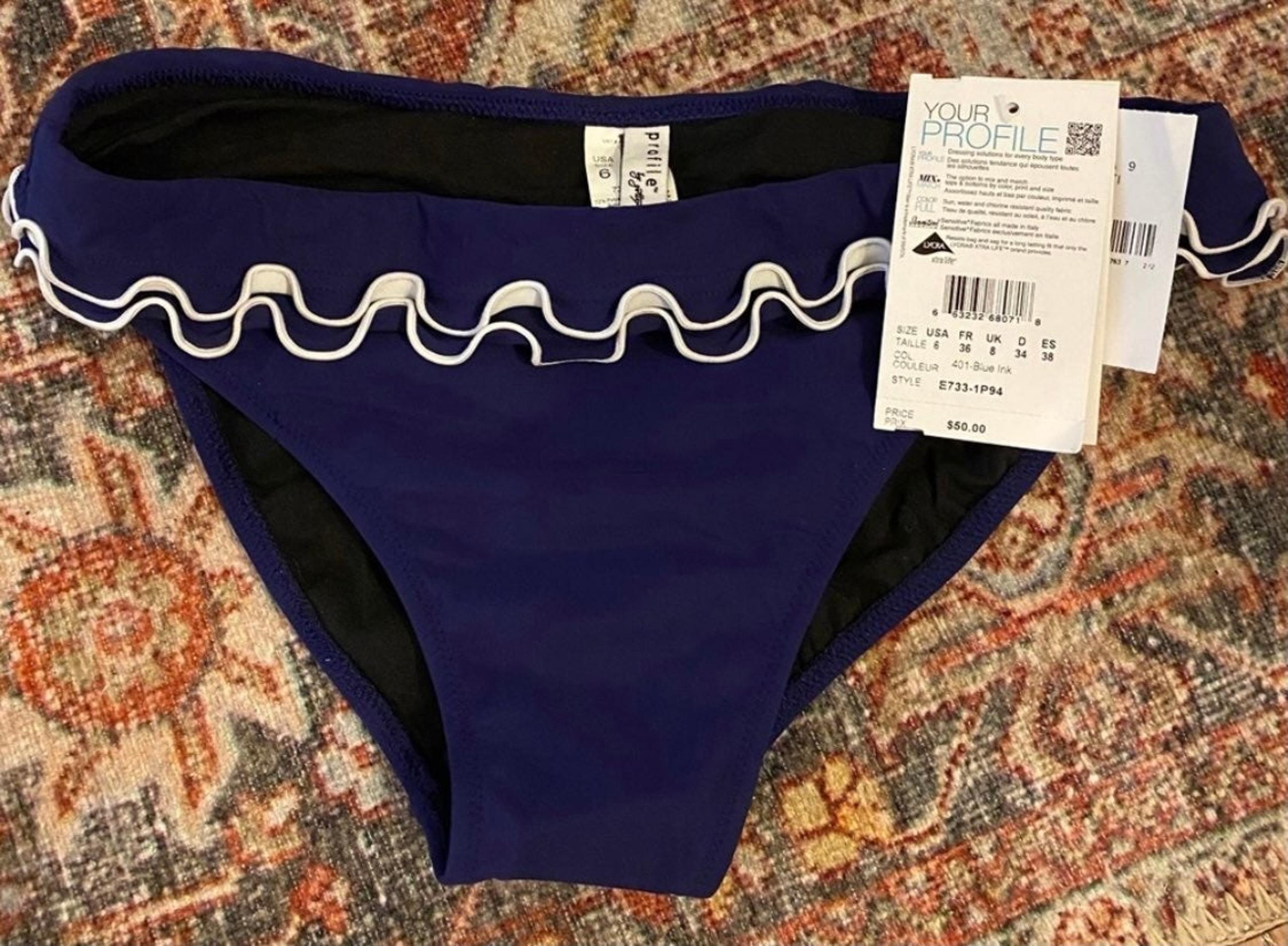 (NWT) Profile brand navy ruffle bikini bottoms