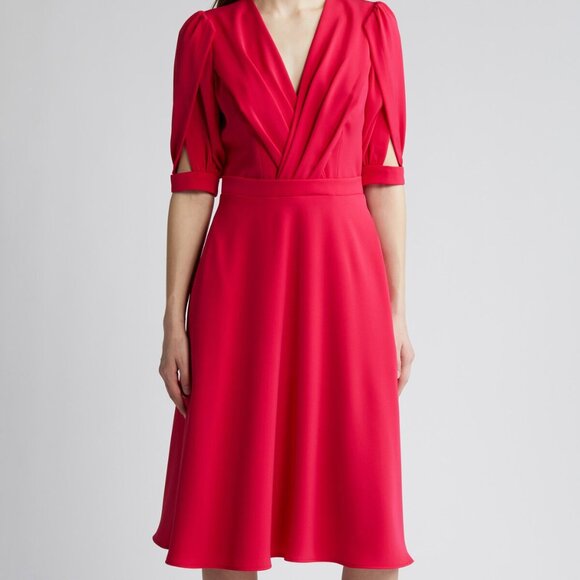 Black Halo Pink Hibiscus Nuana Pleated Dress