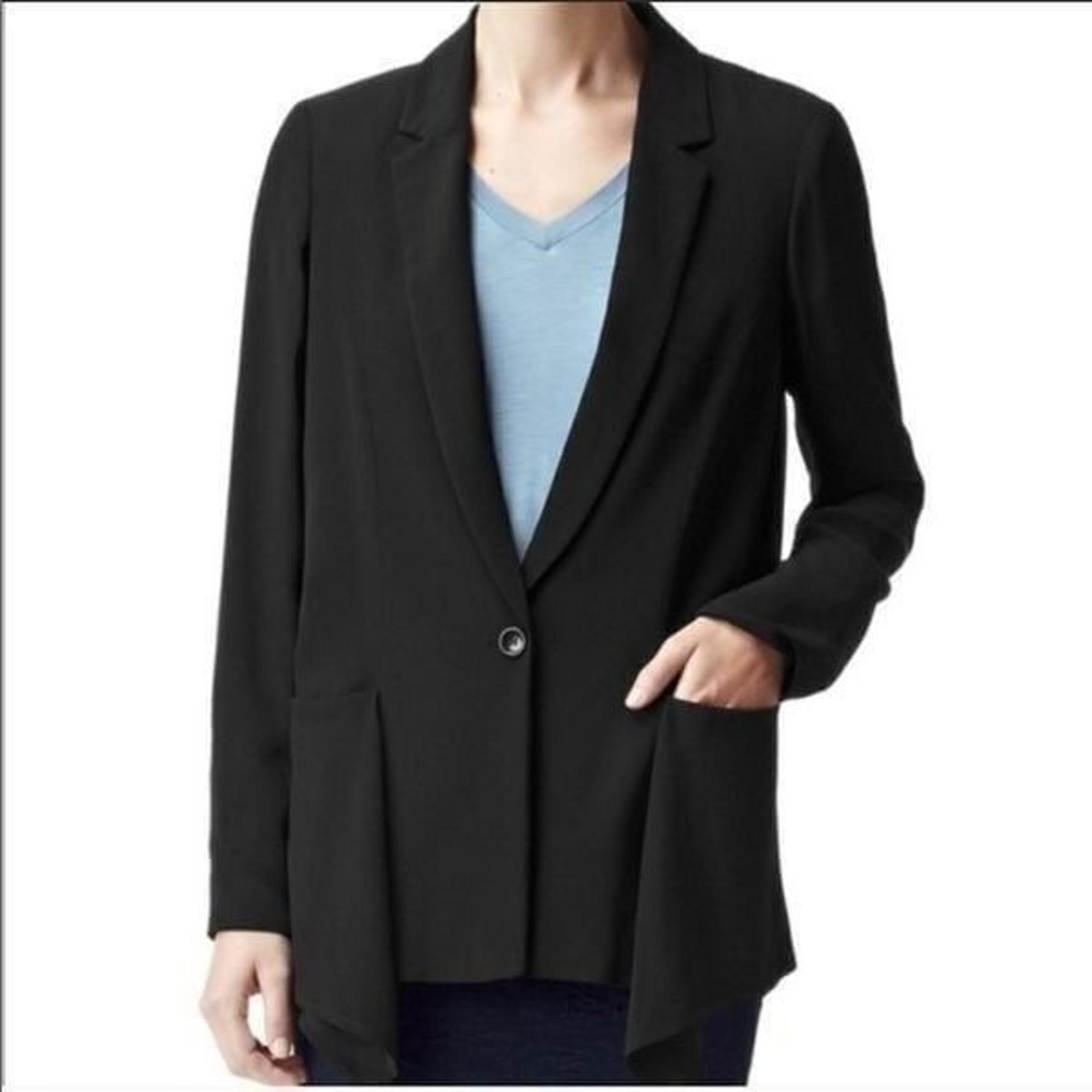 euc Reiss Lissy Bonded Soft Draped Blazer Jacket in Black Size medium