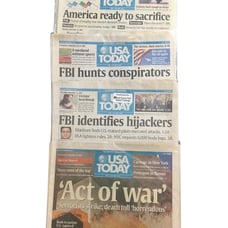 USA Today September 12-14 2001 4 Newspaper Set 9/11 Terrorist Attacks ACT of WAR