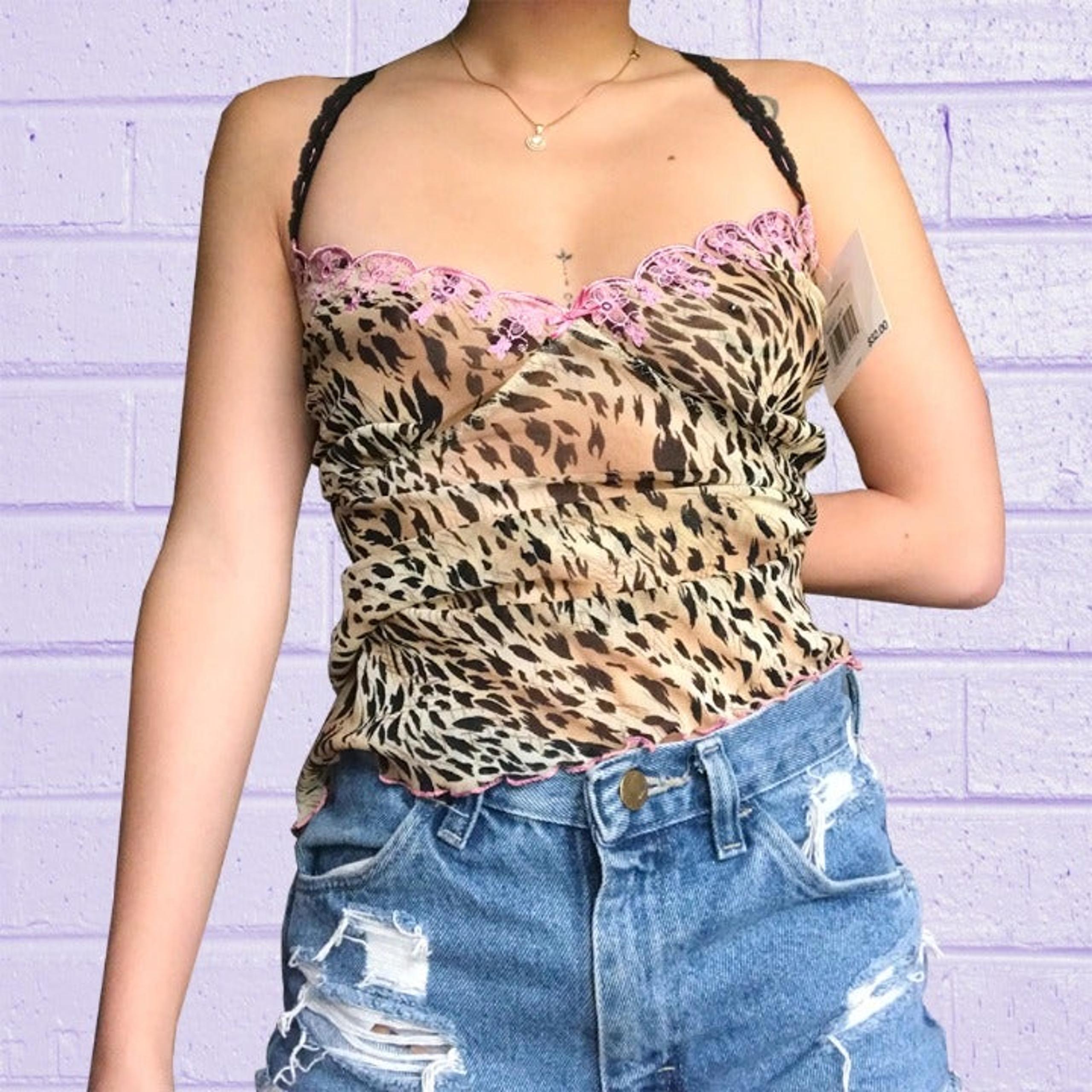 NWT Vintage J Lo Cheetah Lace Cami